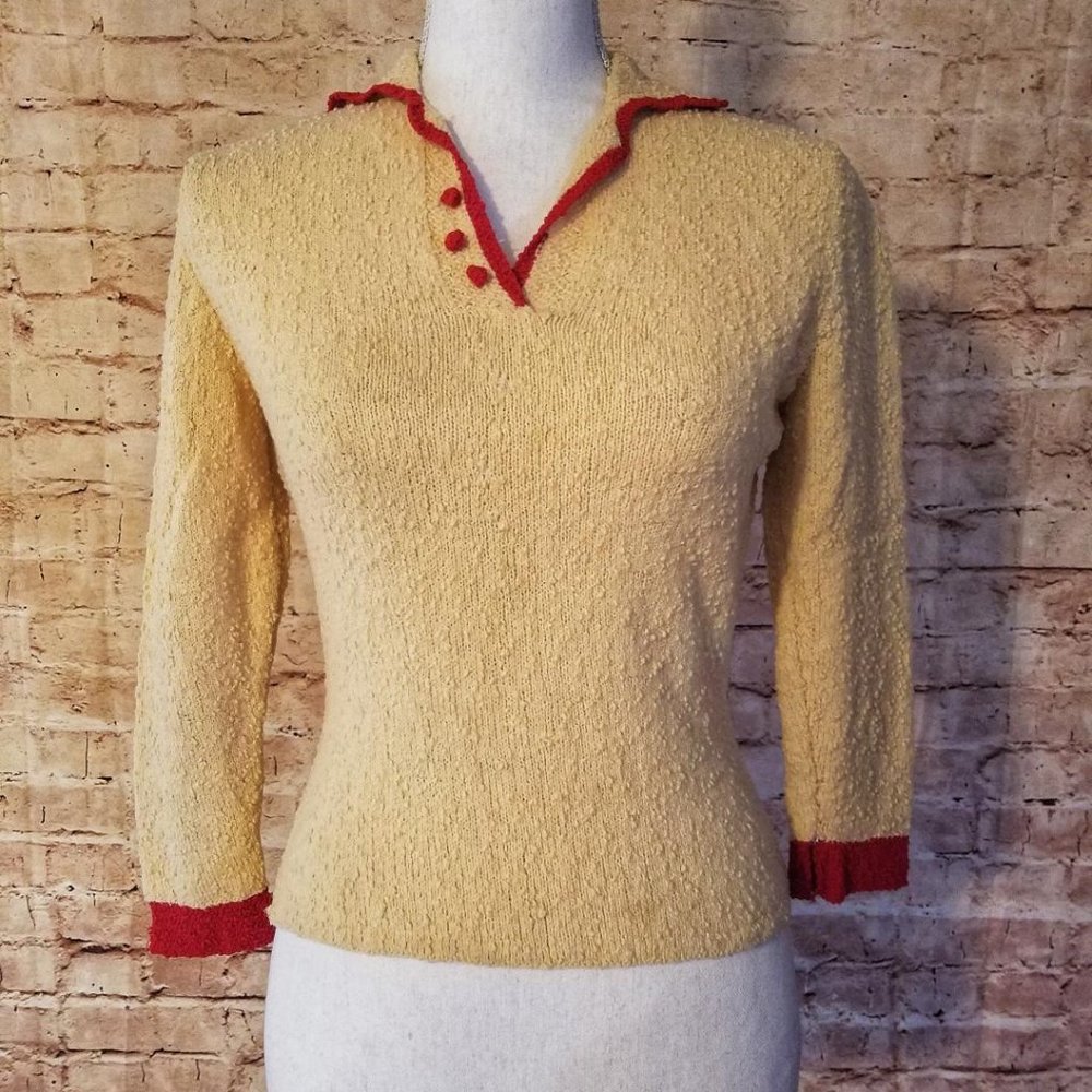 Vintage 50s 60's Boucle Textured Pullover Cardigan